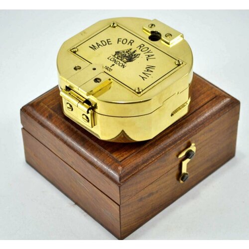 фото Морской компас brunton в деревянном футляре лого: made for royal navy d 10 см ksva-na-11197 nautical