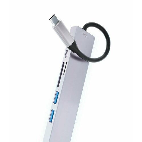Адаптер USB-C Multiport Hub 6 в 1 VLP серебристый 351600₽