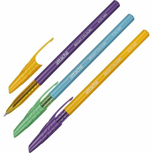Ручка шариковая Attache Bright colours (0.35мм, синий цвет чернил), 36шт.