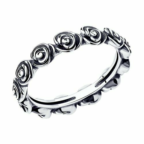 Кольцо кольцо из серебра 95010080, серебро, 925 проба, чернение, размер 16.5, черный