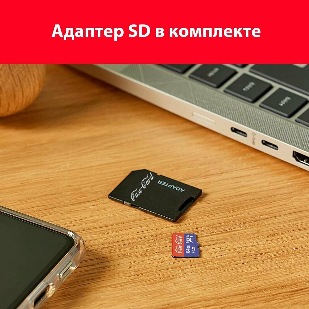 Карта памяти для видеонаблюдения Panasonic Ezvivz Xiaomi ip камеры/ флешка для уличных видеокамер вай фай 64 гб класс 10 U3 V30 MicroSDXC UHS-1 4K