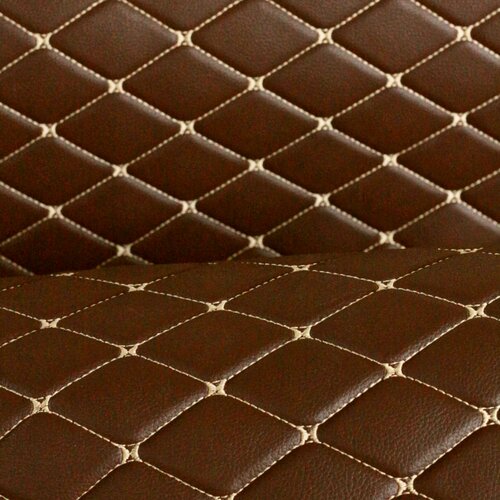Стеганая Экокожа 3D, Take&Do цв Шоколад, Ромб, нить Шампань/* 150 см х 300 см