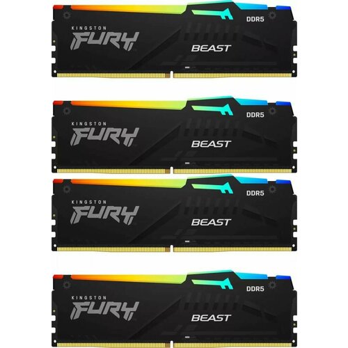 Модуль памяти Kingston 128GB DDR5 5200MHz DIMM FURY Beast Black RGB KF552C40BBAK4-128 4х32gb CL40 5438900₽