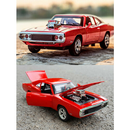 Машинка металлическая Dodge charger red 1:32, Коллекционная модель для взрослых, Игрушечный автомобиль с звуковыми и световыми эффектами для детей