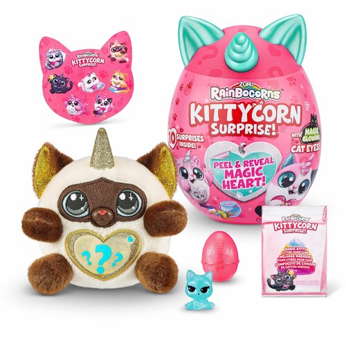 Игровой набор Rainbocorns сюрприз в яйце Kittycorn Surprise плюшевый котенок, мини питомец, наклейки, слайм, в ассортименте