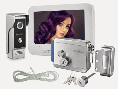 Изображение товара Комплект домофон - электромеханический замок: ЕП-(7100) + Lock-AX091 (S15611KOM) (домофон и замок для калитки)