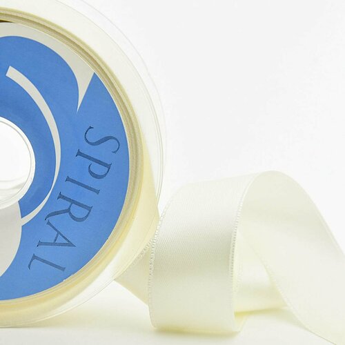 Лента атласная Safisa Spiral, двусторонняя, 15 мм, 25 м, цвет 03 молочный, 1 шт декоративная лента атласная двусторонняя safisa 3 мм 100 м молочный 1 упаковка