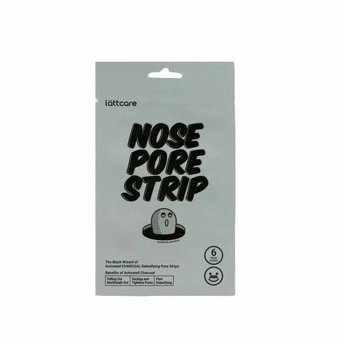 Полоски очищающие Lattcare, Nose Pore Strip, для носа с черным углем, 6 шт