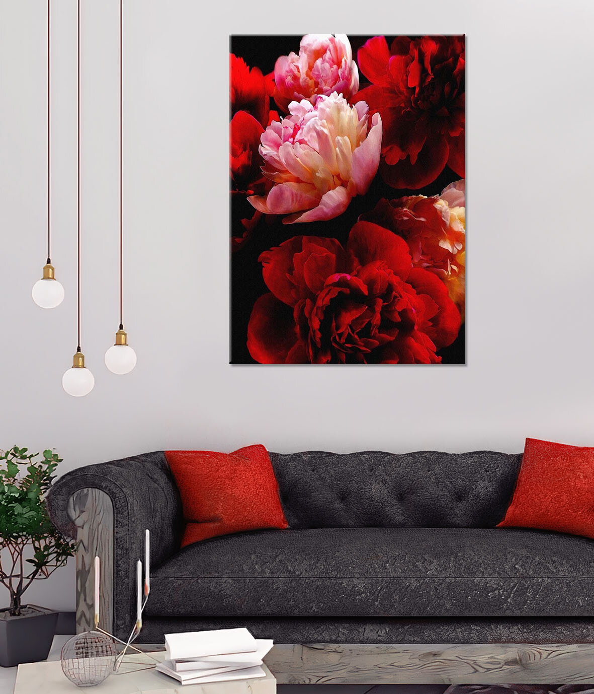 Картина/Картина на холсте/Картина на холсте для интерьера/Картина на стену/Картина в подарок для дома/ Цветы: Пионы (17) - Flowers: Peonies (17) 20х30