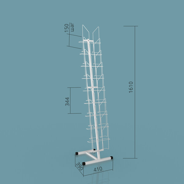 Стойка для брошюр К010 на 9 лотков А4 (410х390х1610 мм), белая
