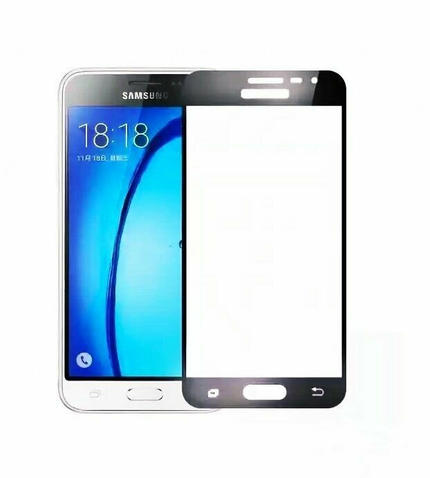 Samsung Galaxy j3 2016 j310 Защитное стекло 2D, бронестекло полное покрытие, черное