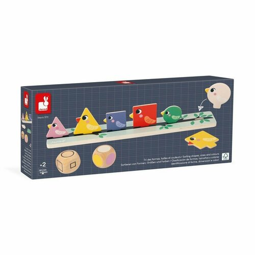 Настольная игра Janod Птицы; сортируем формы, размеры и цвета сортеры janod с ключиками формы и цвета
