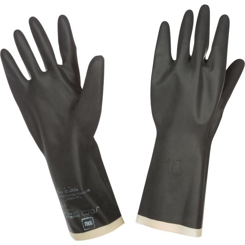 Перчатки защитные латексные криз КЩС тип 2, черные, размер 10 (XL), 1 пара