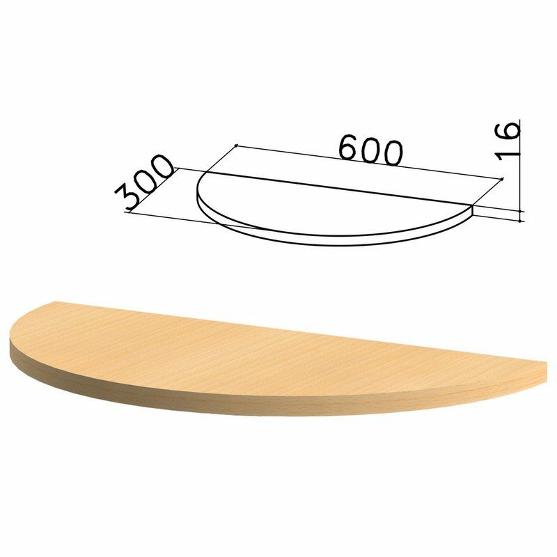 фото Стол приставной полукруг "Канц", 600х300х750 мм, без опоры, цвет бук невский, ПК35.10