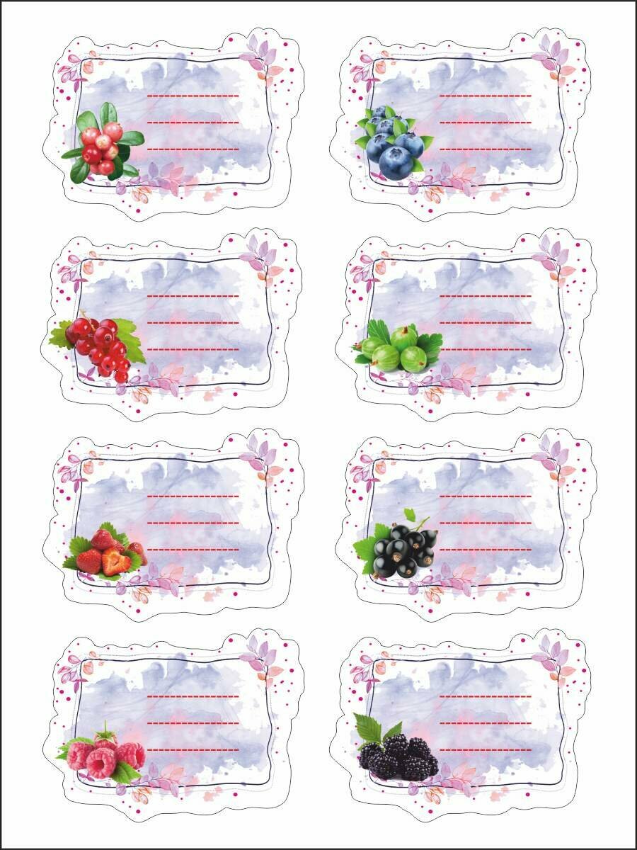 Наклейки на банки и крышки (набор) "Вид 4" с сильным клеевым слоем