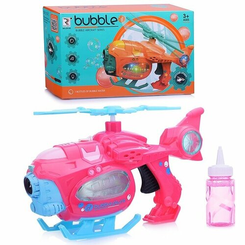 Игрушка с мыльными пузырями Oubaoloon Вертолет, 50 мл, батарейки "АА", в коробке (ZR163)