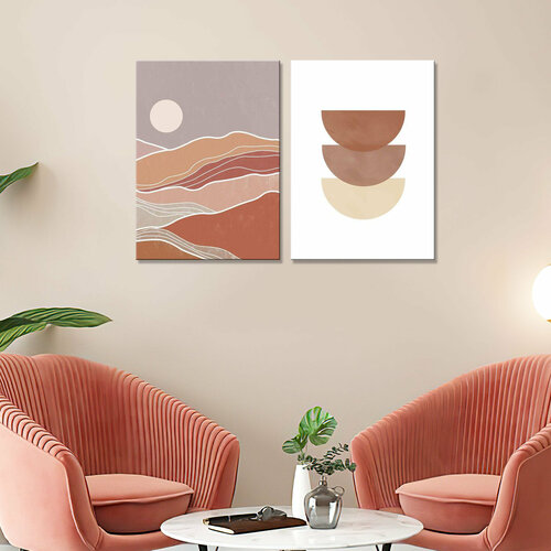 Картина интерьерная- Пастельный пейзаж абстракция (2 модуля-общий размер 70х100)