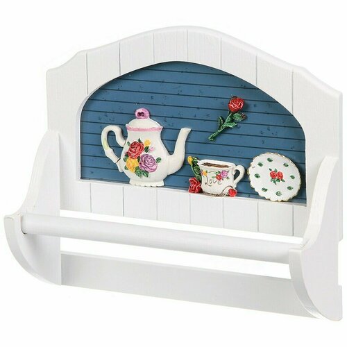 Держатель для бумажных полотенец, декоративный, 24.5х8.5х29 см, дерево, белый, Y4-6709. 433599