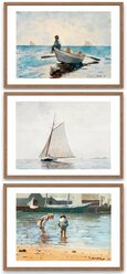 Набор интерьерных постеров "Море. Акварель." по картинам Уинслоу Хомера, 3 шт, 21 на 30 см