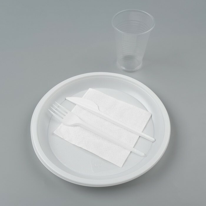 Набор одноразовой посуды «Пикник» 6 персон тарелки 20х21 мм стаканы 200 мл вилки ножи с