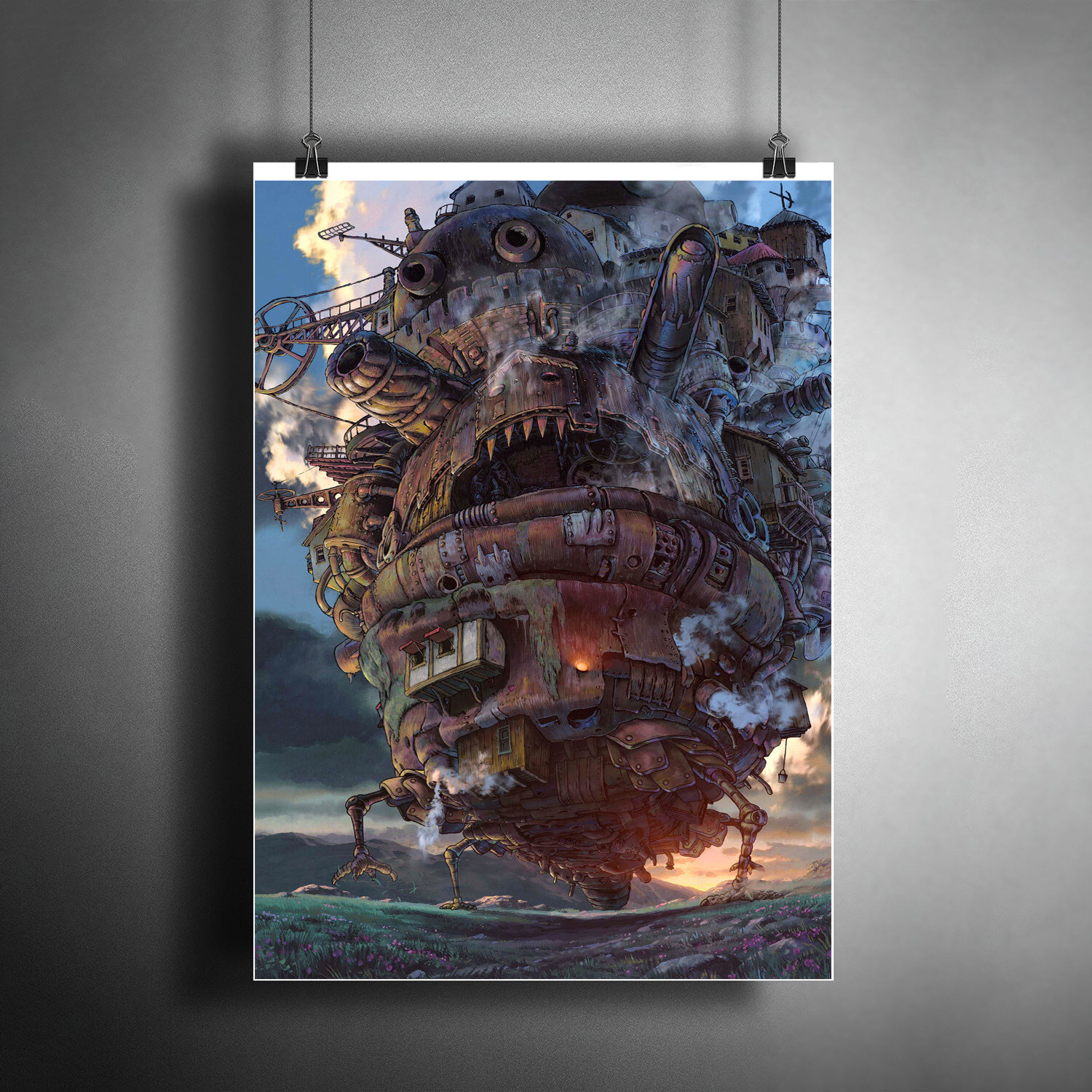 Постер плакат для интерьера "Аниме Хаяо Миядзаки: Ходячий замок" / A3 (297 x 420 мм)