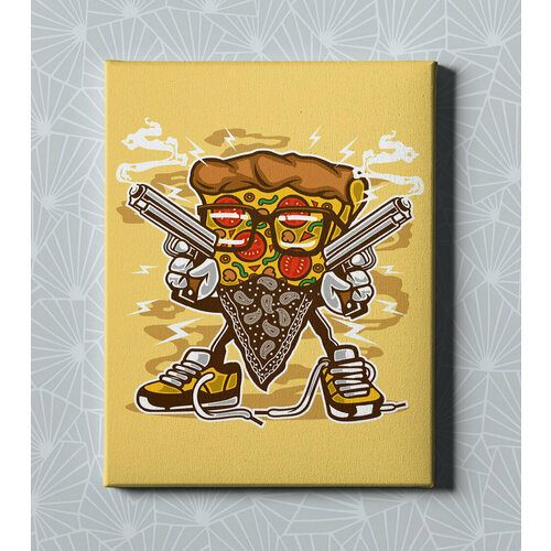 Интерьерный постер / Картина на стену / Картина в подарок для дома / Картина на холсте для интерьера - Pizza Gangster, размер 30х40см