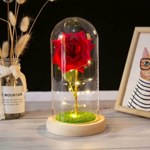 Ночник роза в колбе Вечная роза в стекле