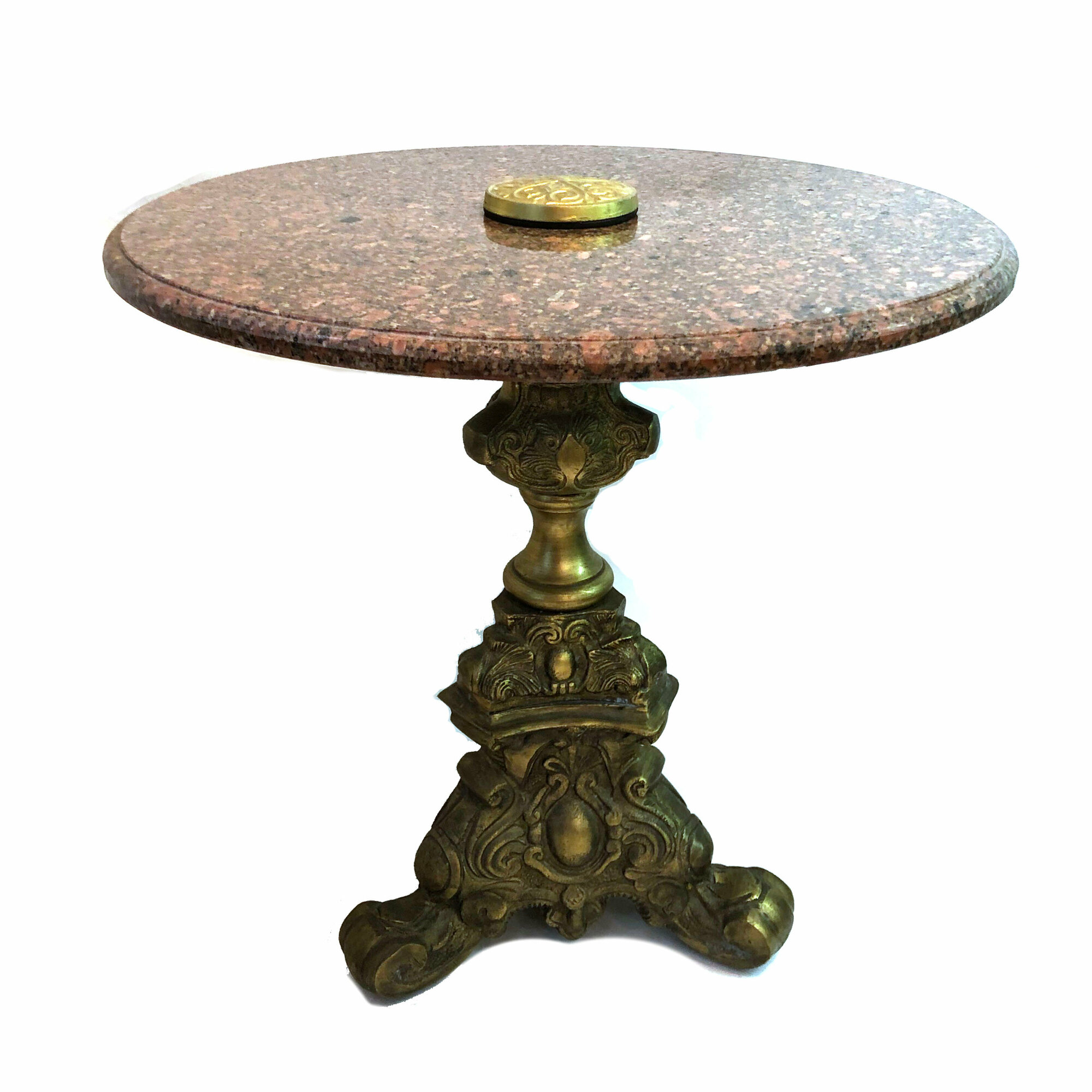 фото Столик гранитный на тяжелой бронзовой ноге 52х52х50 см.