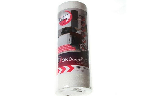 Салфетки Cleaning Day для уборки в рулоне белые 24 х 22 60 шт - фото №1
