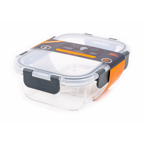 Контейнер для хранения продуктов Leonord / Леонорд PRAKTISCH стекло с пластиковой крышкой белый 18.4×14×6.3см объем 0.6л / емкость герметичная