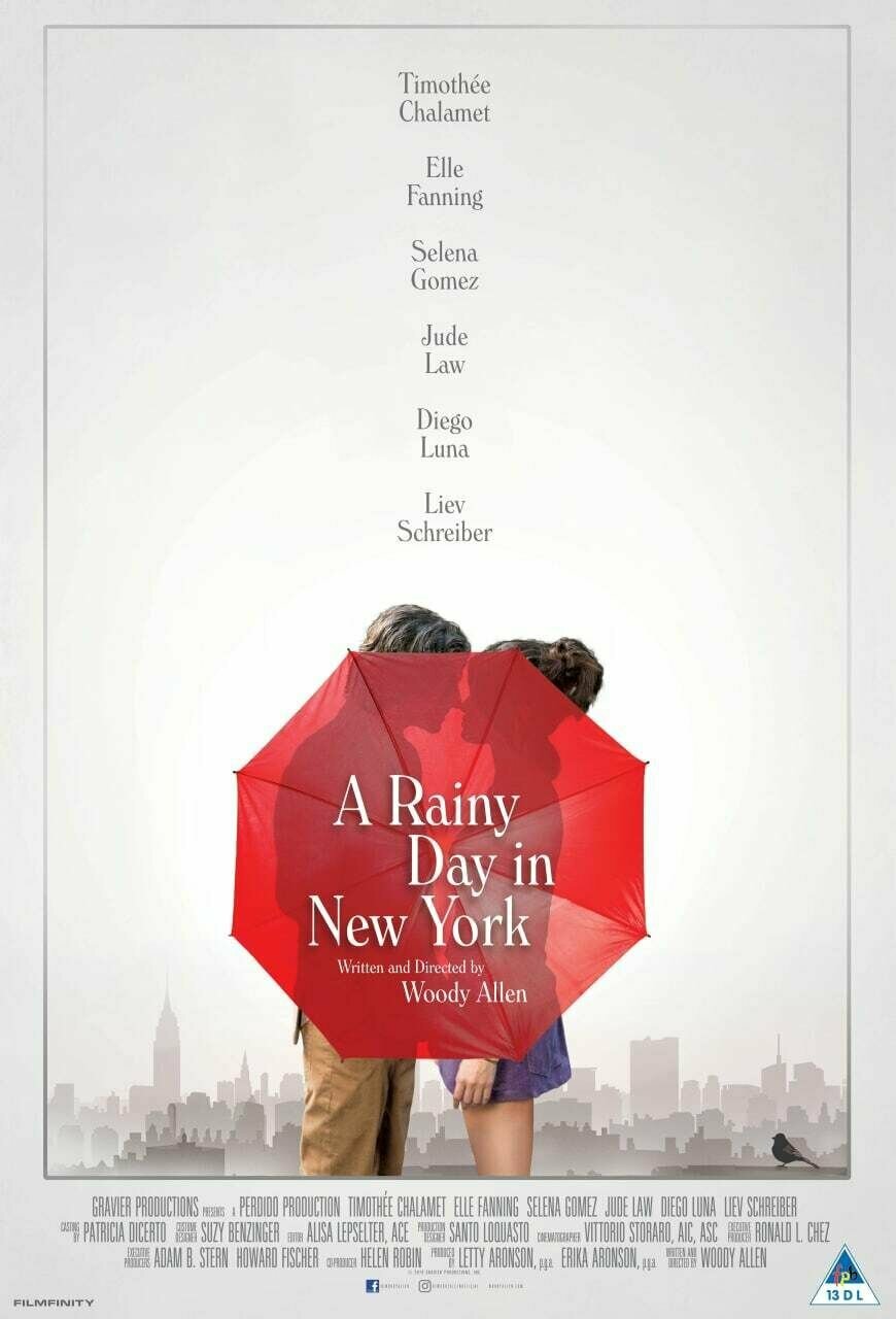 Плакат постер на бумаге Дождливый день в Нью-Йорке (A Rainy Day in New York 2019г). Размер 30 на 42 см