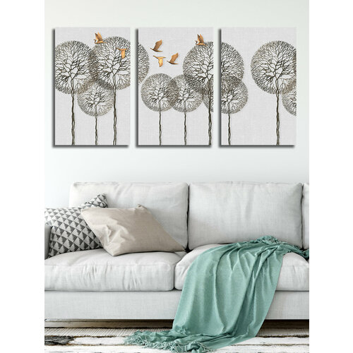Картина на холсте LOFTime 3шт 35Х55 журавли К-388-5535