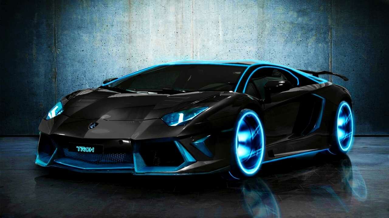 Картина на холсте 60x110 LinxOne "Lamborghini tron black Aventador" интерьерная для дома / на стену / на кухню / с подрамником