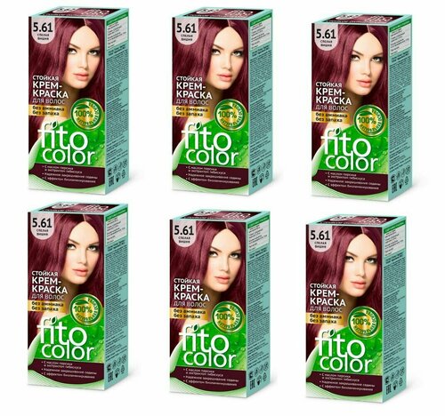 Fito Косметик Крем-краска для волос, тон 5.61 спелая вишня, 115 мл - 6 шт