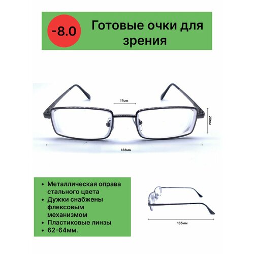 Готовые очки для зрения с диоптриями -8.0