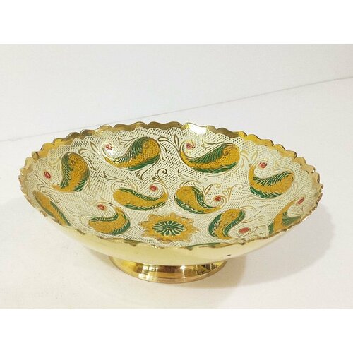 Конфетница, латунь, белая эмаль, 19 см