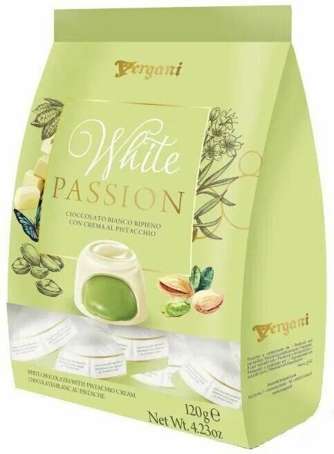 Шоколадные конфеты Vergani White Passion White Chocolate с Фисташковым кремом, 120 г