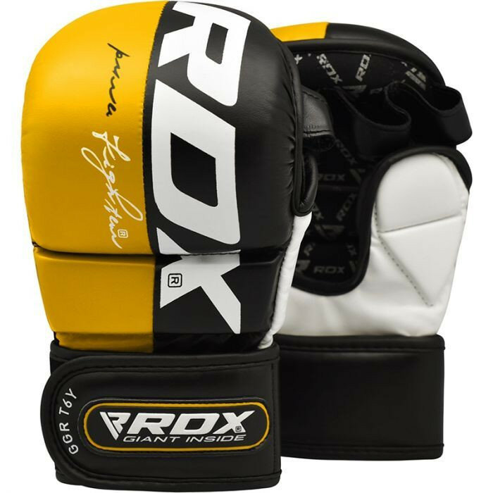 Перчатки тренировочные RDX Grappling T6 PLUS S, желтый