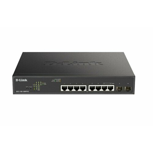 Коммутатор D-Link DGS-1100-10MPPV2A3A 8 портаов 101001000Base-T 2 порта 1000Base-X SFP 2271000₽