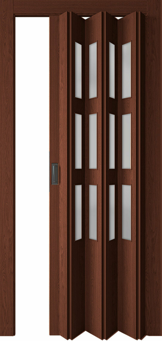 фото Межкомнатная раздвижная дверь-гармошка остекленная, Цвет венге