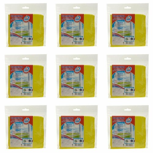 Мой дом Салфетка для стекол и зеркал, микрофибра, 30x30 см, 1 шт, 9 уп