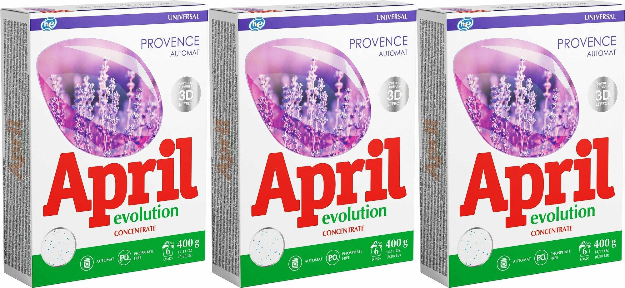 April Evolution Универсальный стиральный порошок Provence, 400 гр, 3 шт/