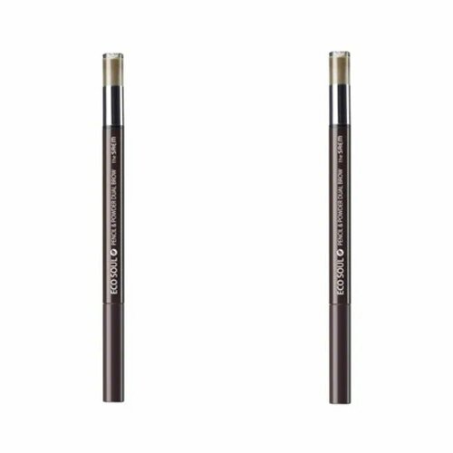 The Saem Карандаш для бровей Eco Soul Pencil & Powder Dual Brow, 01. natural brow, 0,5грх0,3гр, 2 шт