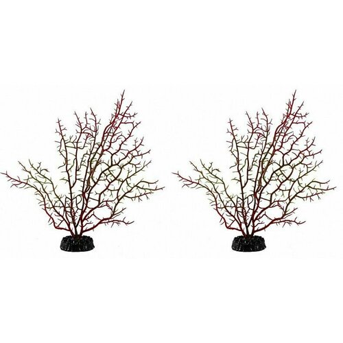 Fauna International Декорация для аквариума Коралл, бордовый/зеленый, 20 см, 2 шт