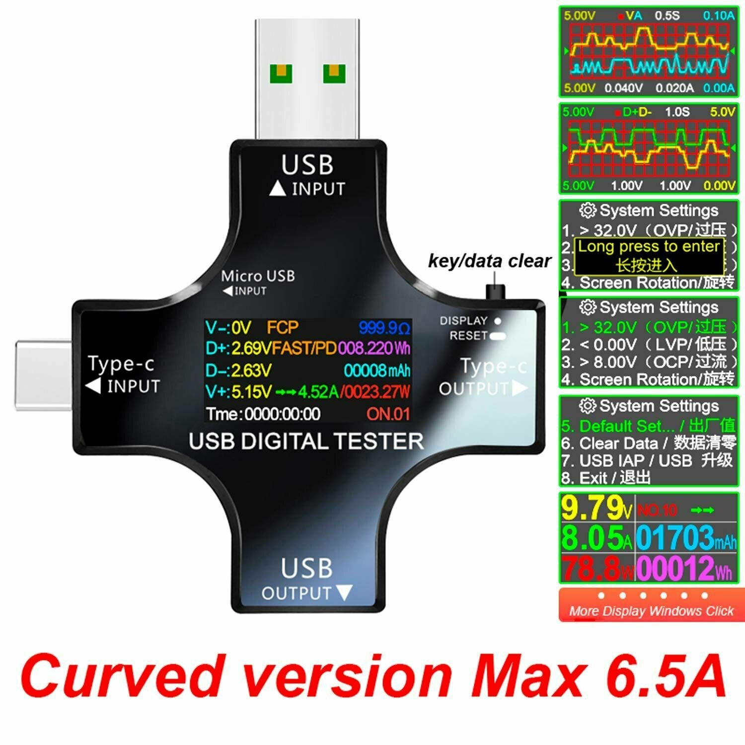Цифровой USB-тестер, вольтметр-Амперметр с цветным TFT Type-C PD - фотография № 3