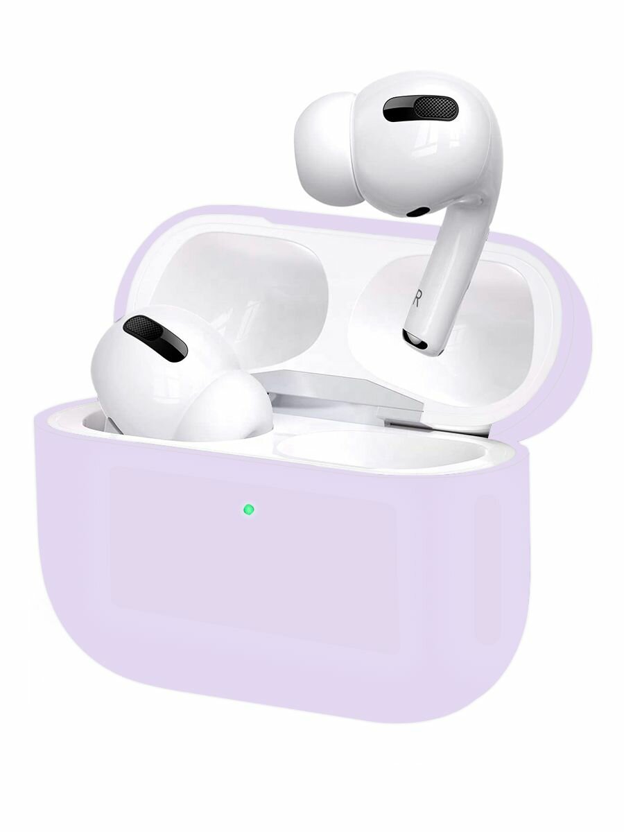 Силиконовый чехол (футляр) для наушников Apple AirPods Pro/ кейс на аирподс про, цвет пурпурный