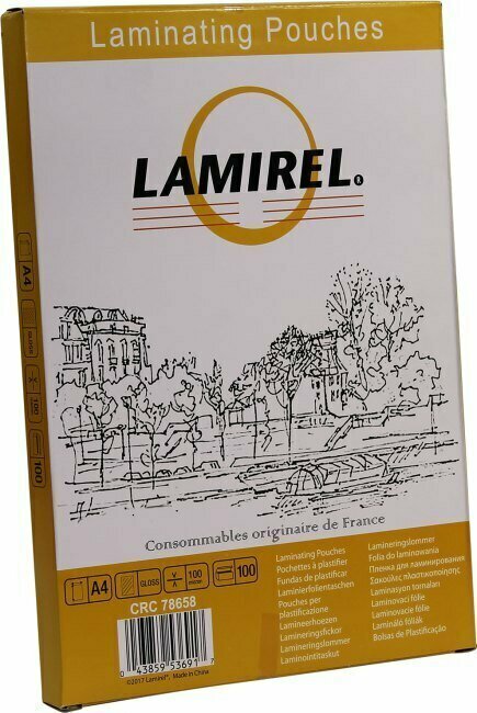 Пленка для ламинирования Fellowes 100мкм A4 100 глянцевая Lamirel LA-78658