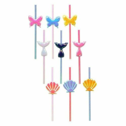 Трубочки для напитков 4шт перламутровые, 19.5см, бумага, полипропилен, полиэстер, 9 вид