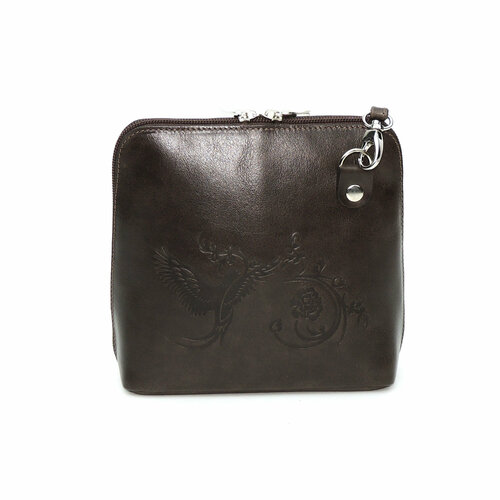 Сумка  купол  повседневная, натуральная кожа, внутренний карман, регулируемый ремень, коричневый