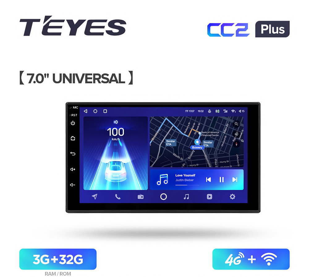 Магнитола Teyes CC2 Plus 4/32 2din universal 7" ( без рамки )